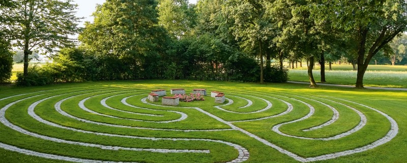Bodenlabyrinth auf dem Meditationsweg im Kurpark Bad Birnbach